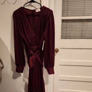 Elegant Burgundy Long Sleeve Jumpsuit